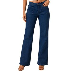 Vintage Chaps Denim Jeans Women 14‎ Blue Patch Pocket High Rise Straight Leg Y2K